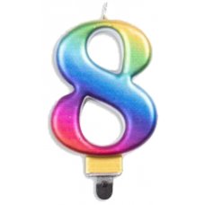 (image for) Jumbo Number 8 Candle Rainbow